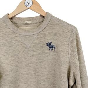 Waffle Knit Thermal Long Sleeve Shirt Abercrombie & Fitch Mens L Crewneck Moose